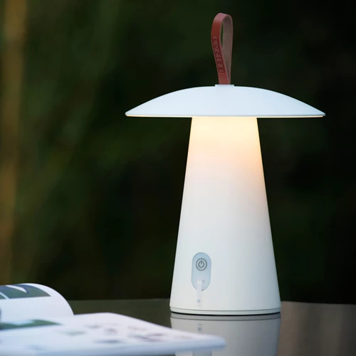 Lucide LA DONNA - Lampe de table Rechargeable Intérieur/Extérieur - Batterie/Piles - Ø 19,7 cm - LED 3 StepDim - 1x2W 2700K - IP54 - Blanc - ambiance 1